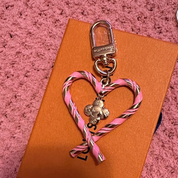 Luxury Pink and Gold Heart Candy Cane Keychain/Bagcharm - Picture 2 of 4